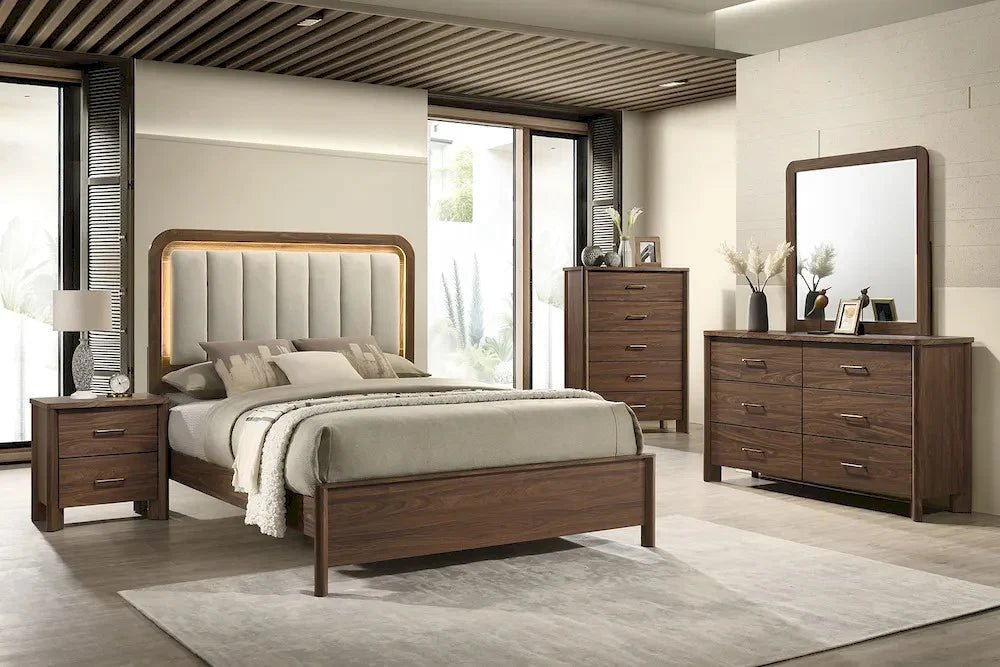 Caspian Walnut 5-Drawer Chest - George's Furniture