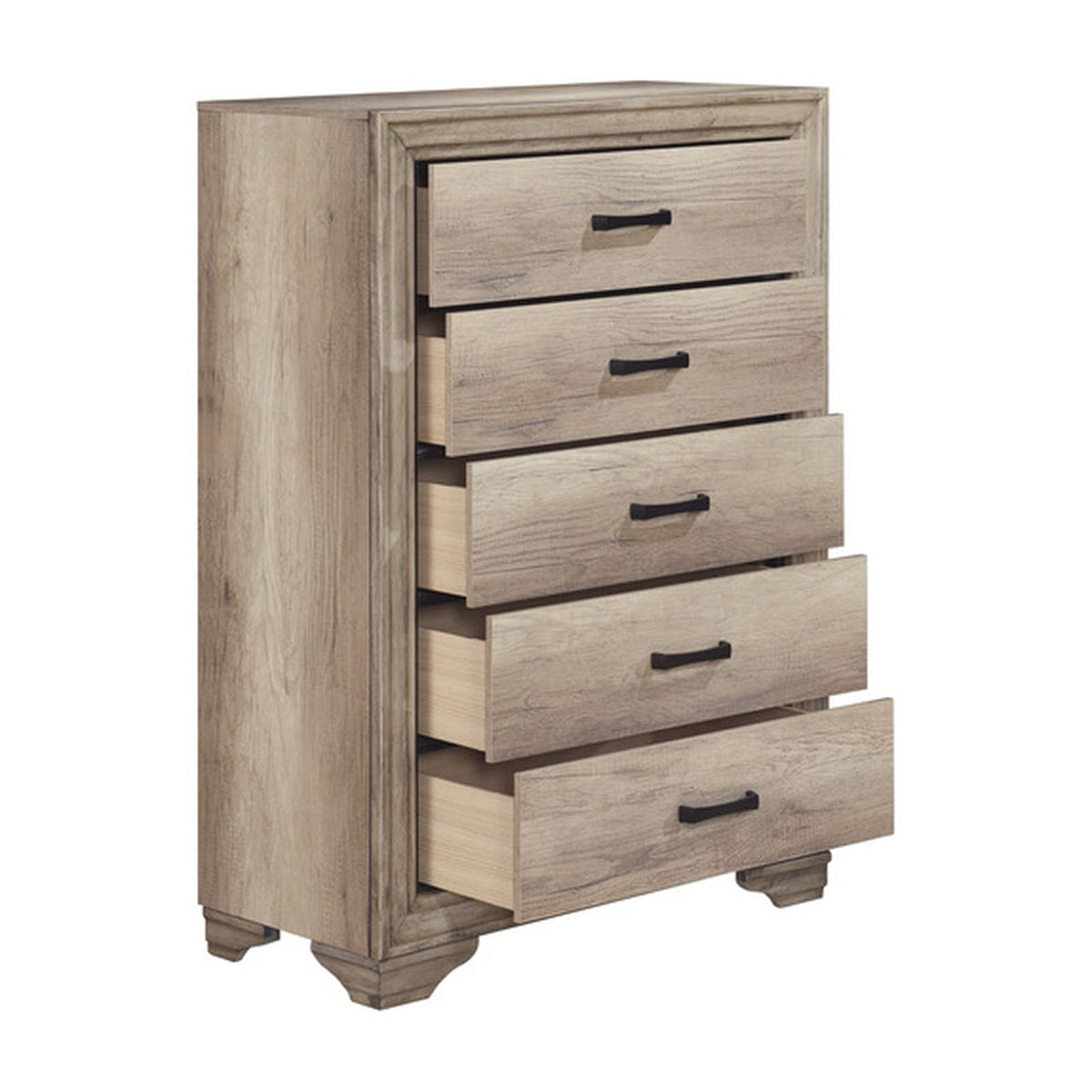 Havenwood five-drawer chest with all five drawers partially extended