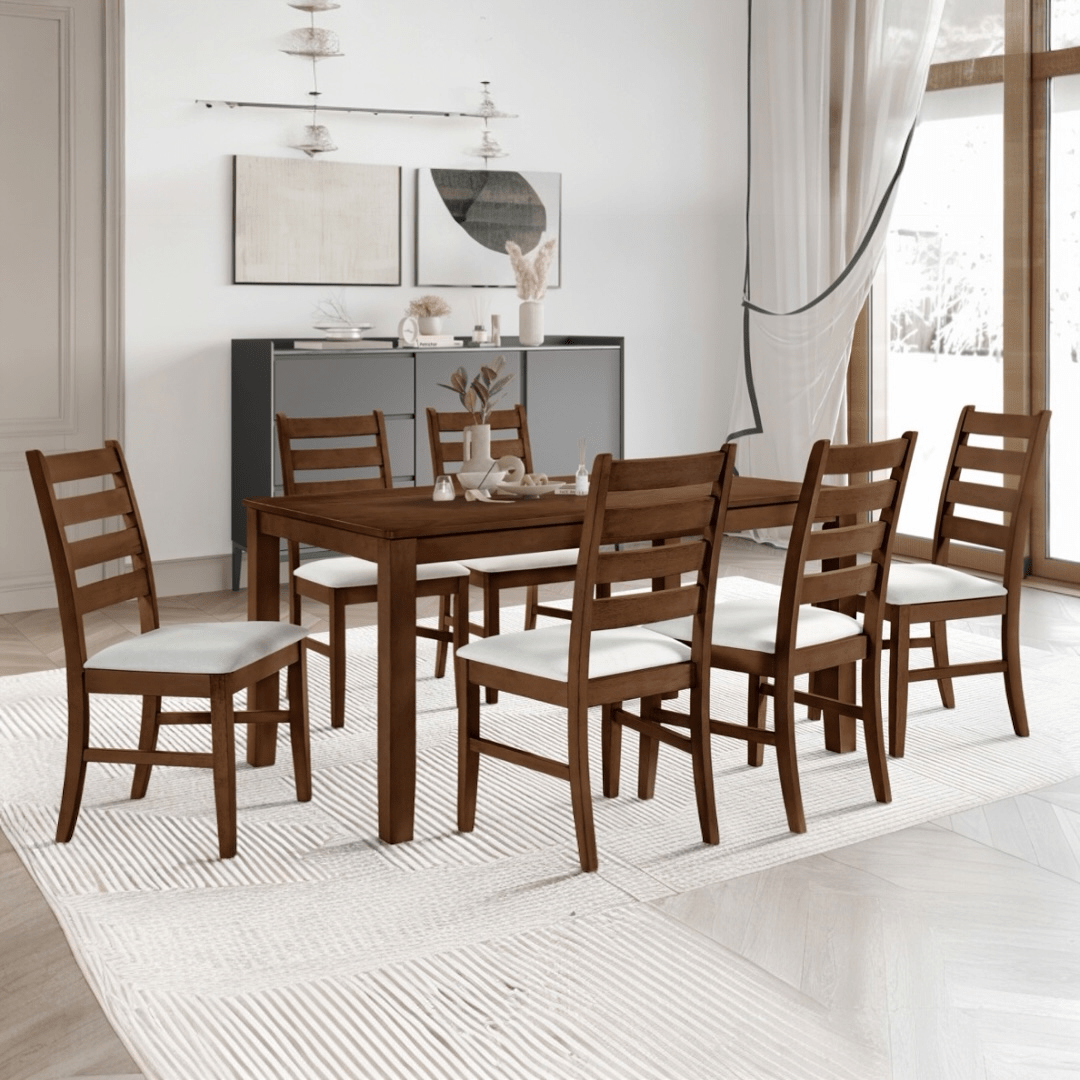 Monterey Walnut Dining Table Set (5 - Piece & 7 - Piece) – Solid Wood Dining Set - George's Furniture