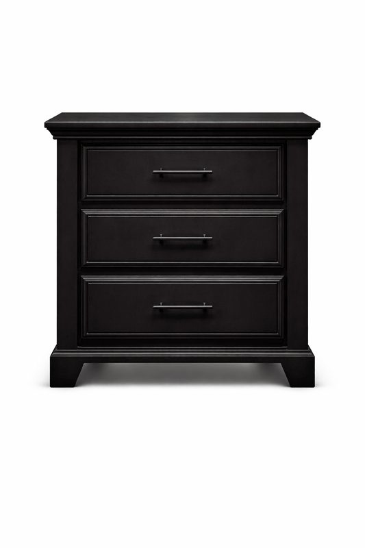 Vanta Black 3 Drawer Nightstand | Solid Wood - George's Furniture