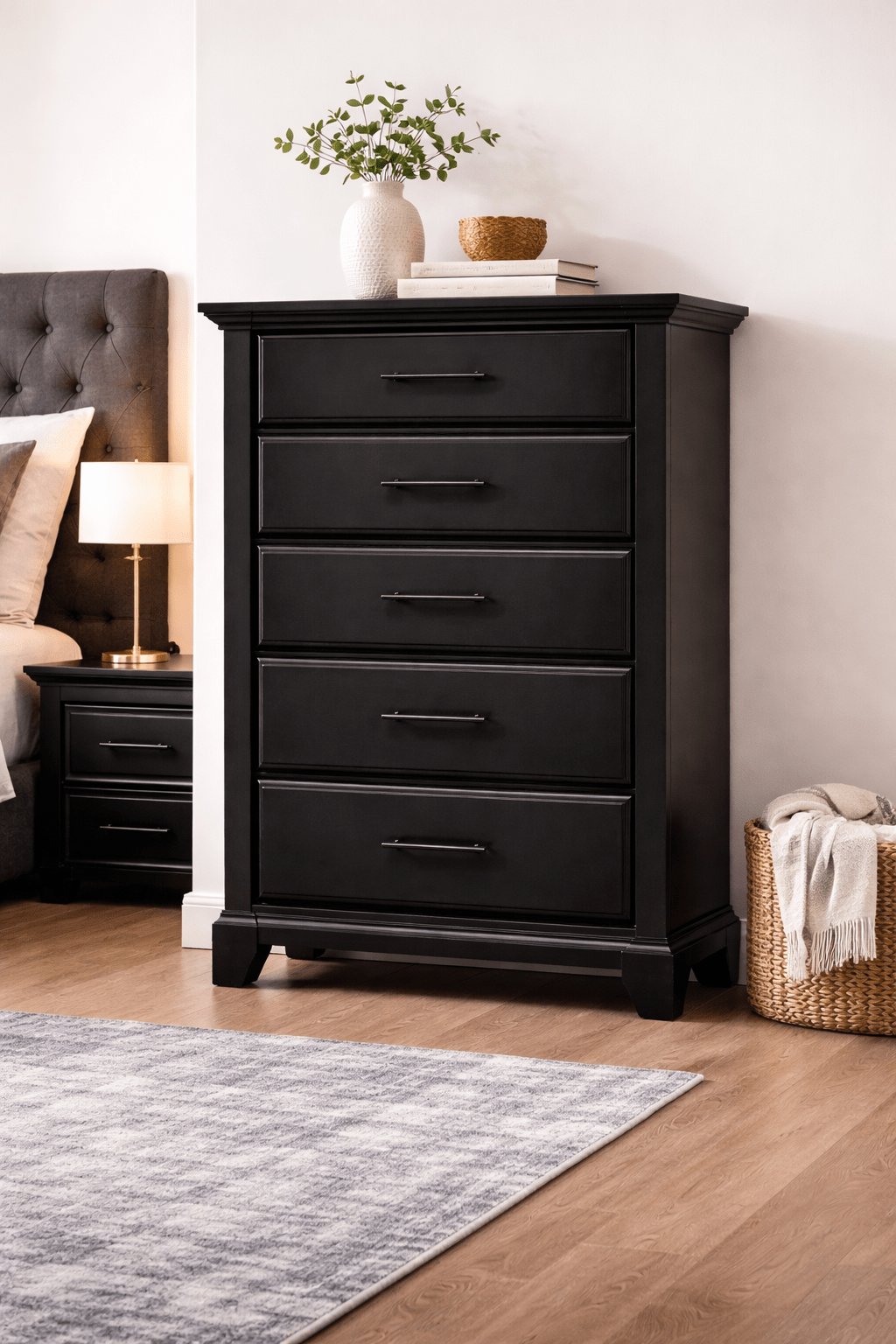 Vanta Black 5 Drawer Chest | Solid Wood - George's Furniture