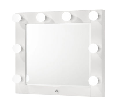 Morgan white vanity and matching LED mirror product view