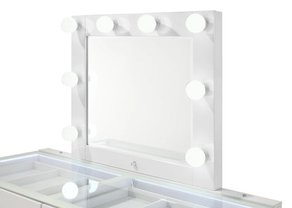 Morgan vanity set white finish and storage detail