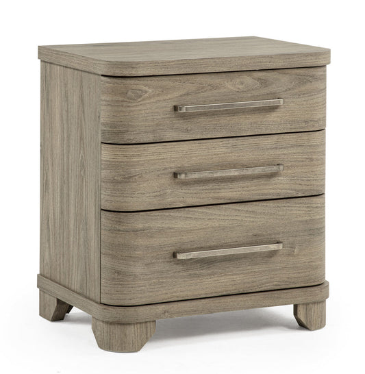 Veranda three-drawer nightstand in a neutral finish