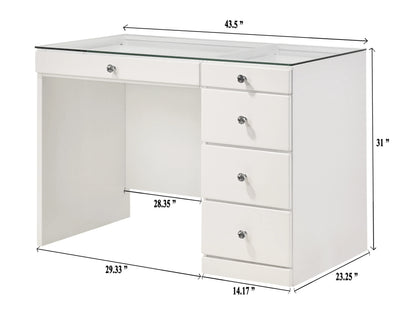 Morgan white vanity with crystal-style drawer pulls