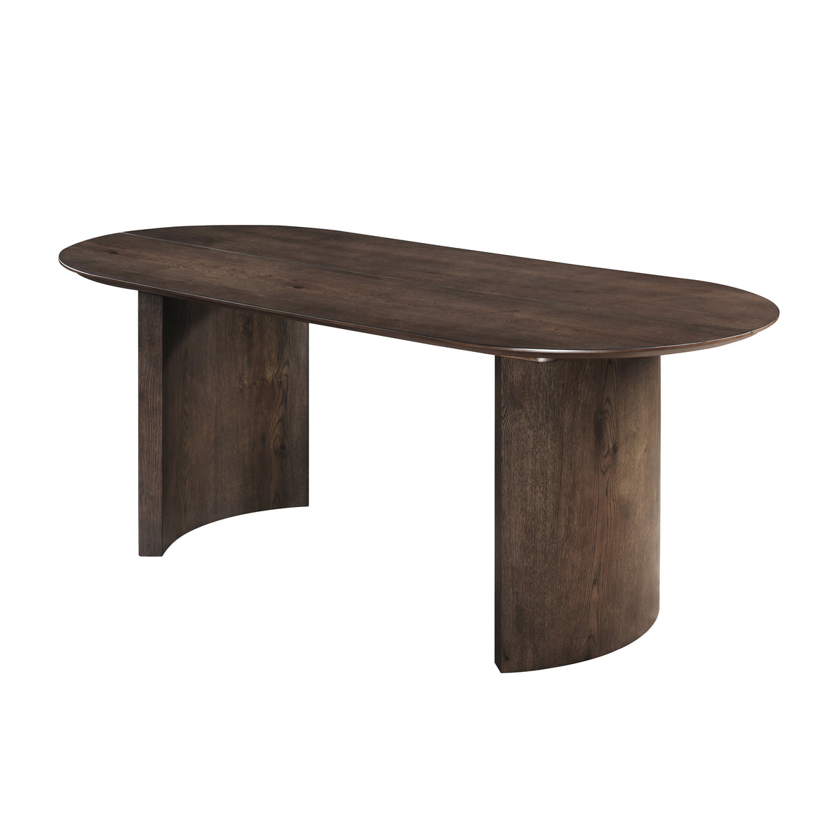 Kody 79 inch oval dining table in dark walnut, angled view