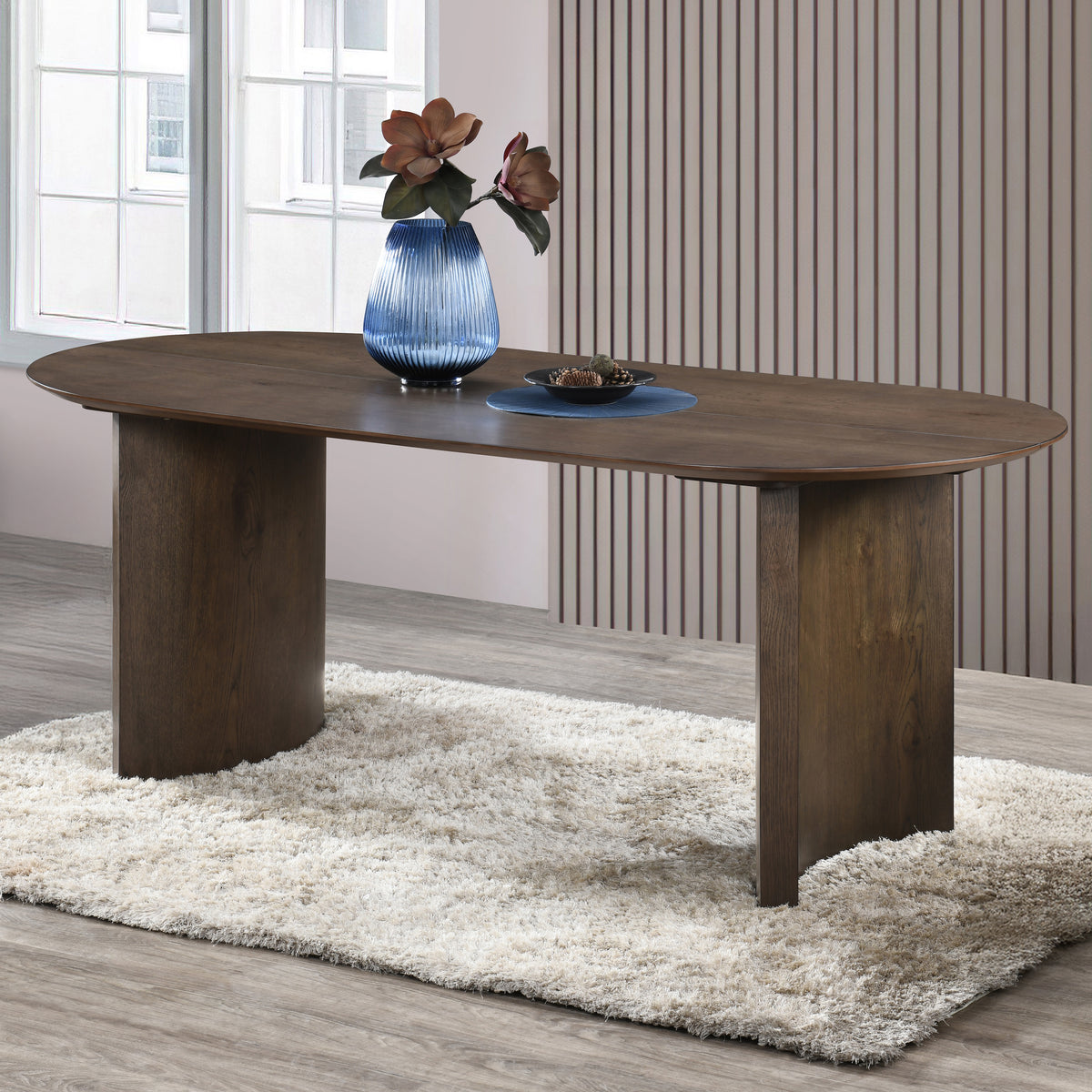 Kody oval dining table in a styled dining room