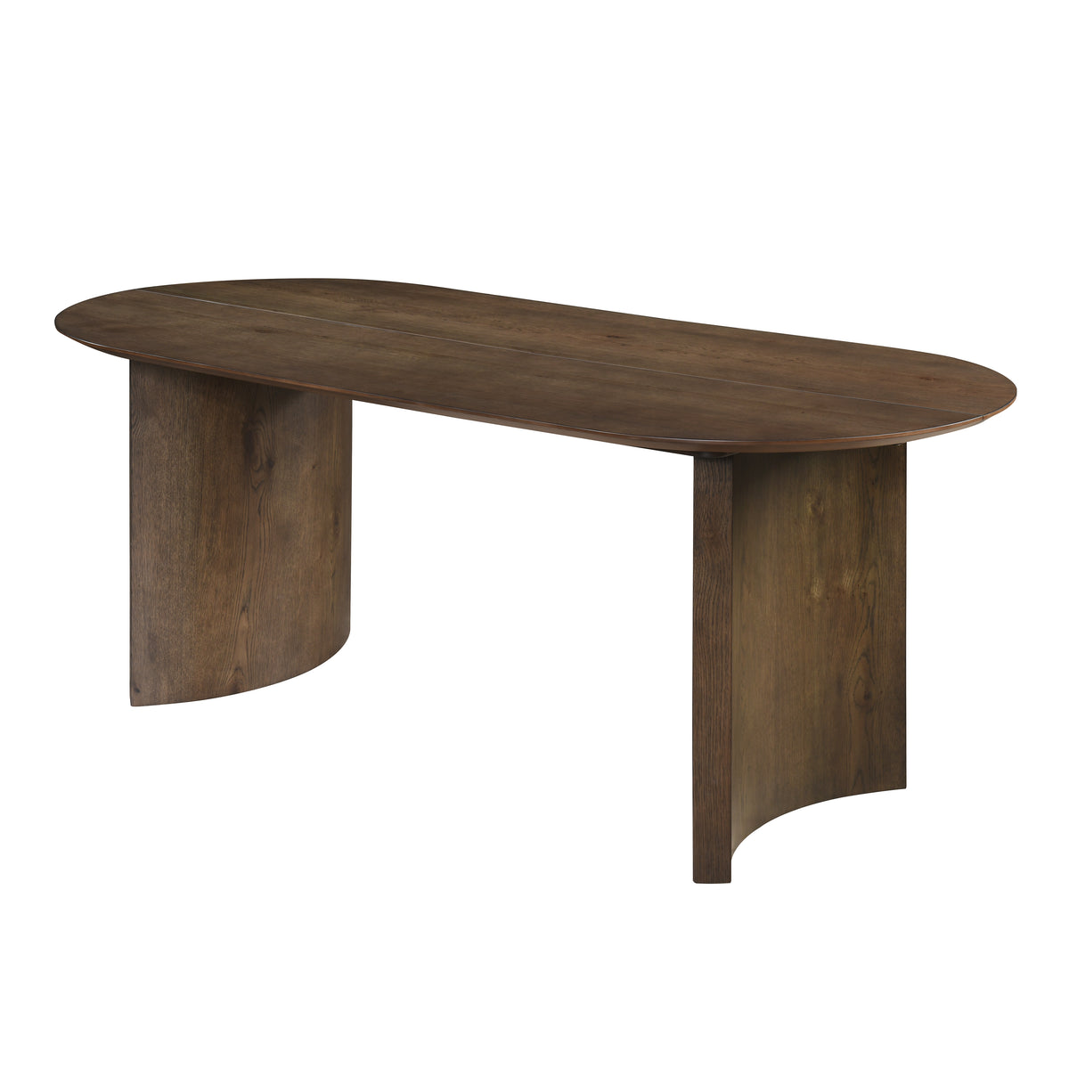 Kody dark walnut oval dining table, front view