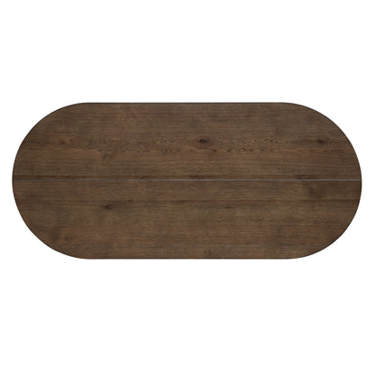 Kody 79 inch oval dining table top detail in dark walnut