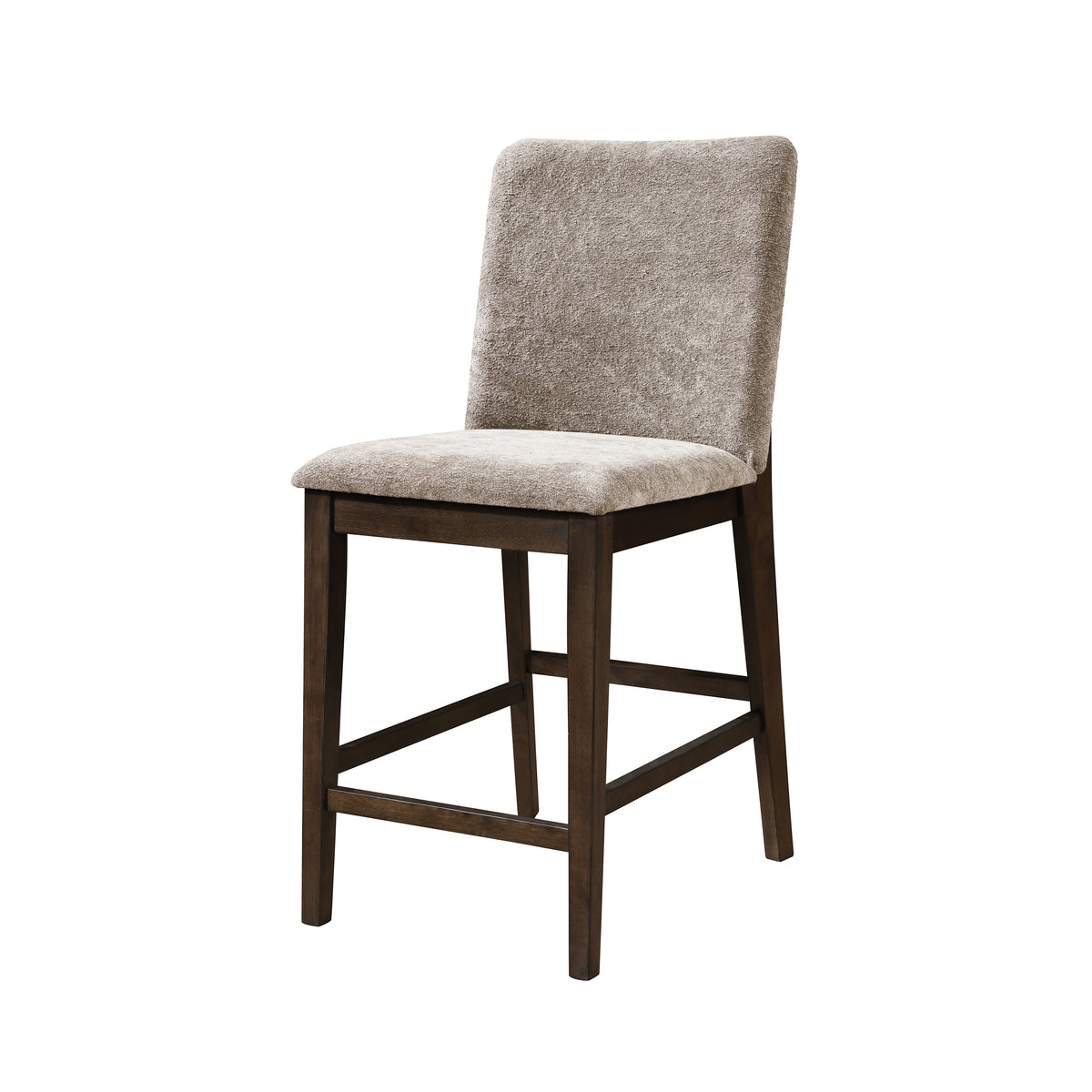 Kody upholstered counter height chair in Cream with dark walnut frame