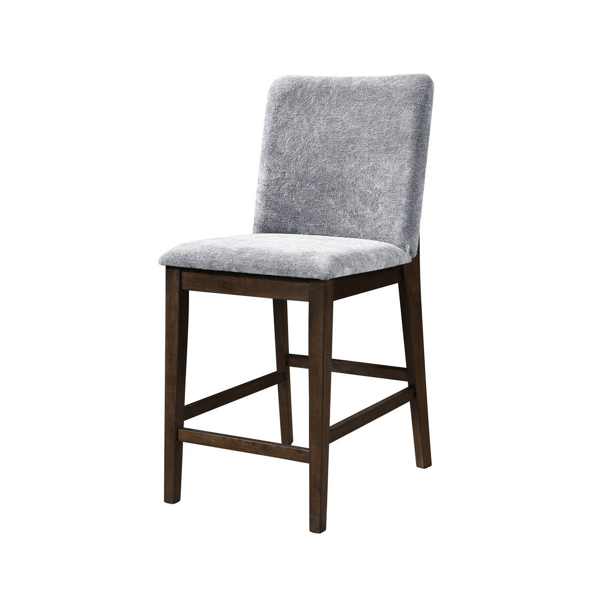 Kody Stone Gray upholstered counter height chair with dark walnut frame