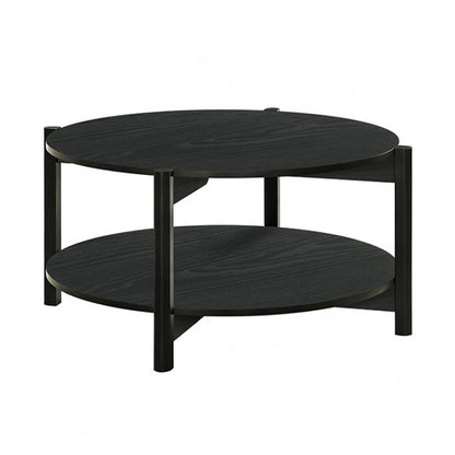 Haven two-tier round black coffee table – Furniture of America SL4200BK-CR
