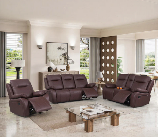 Austin Manual Reclining Living Room Set – Brown