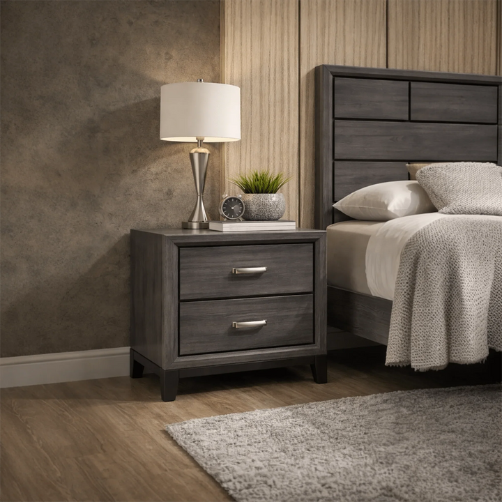 Akerson Grey 2 Drawer Nightstand - George's Furniture