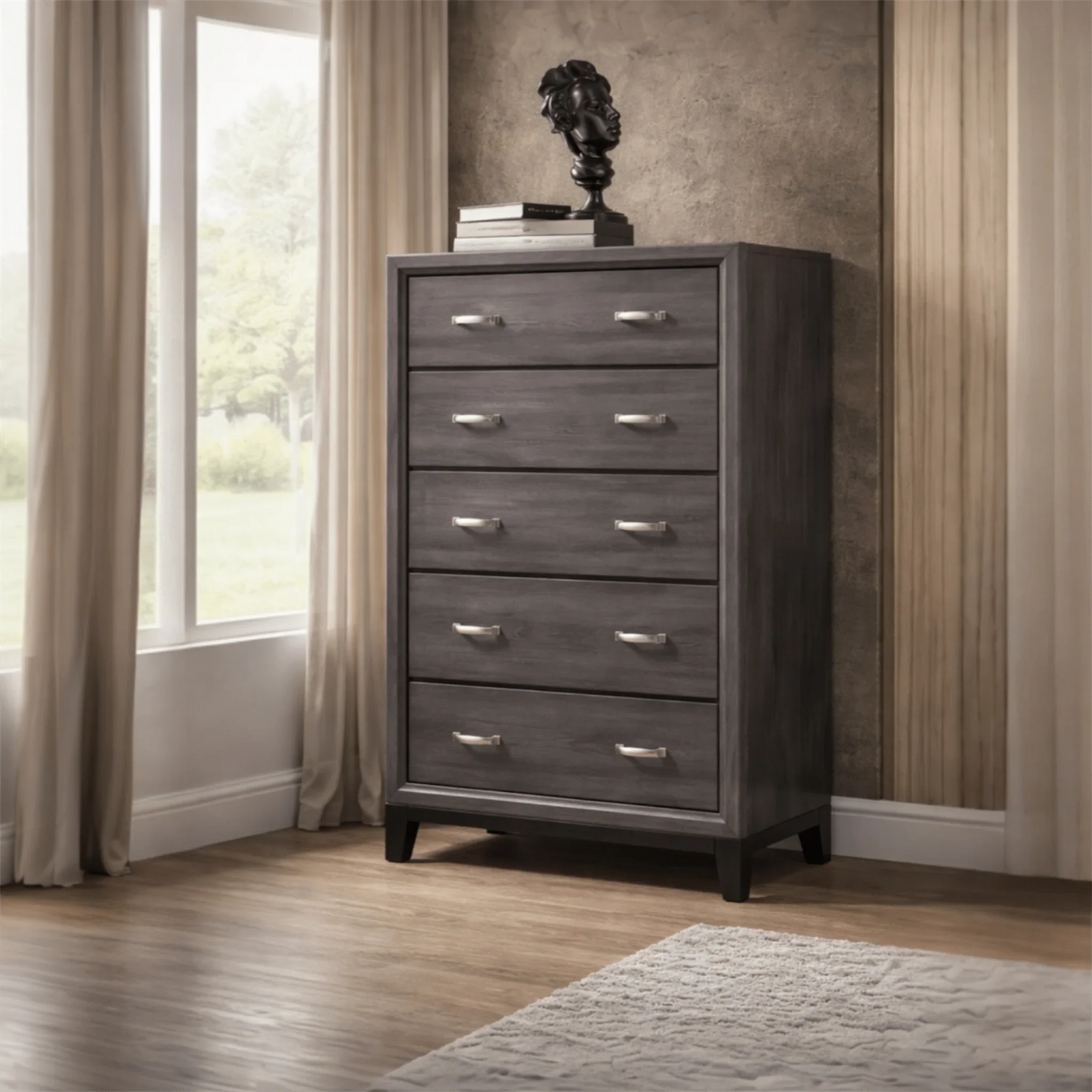 Akerson Grey 5 - Drawer Chest - George's Furniture