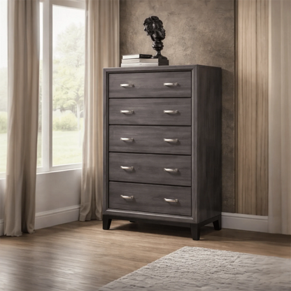 Akerson Grey 5 - Drawer Chest - George's Furniture