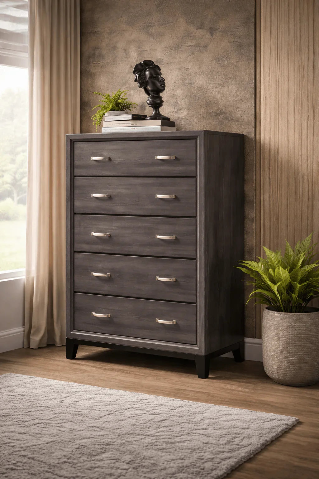 Akerson Grey 5 - Drawer Chest - George's Furniture