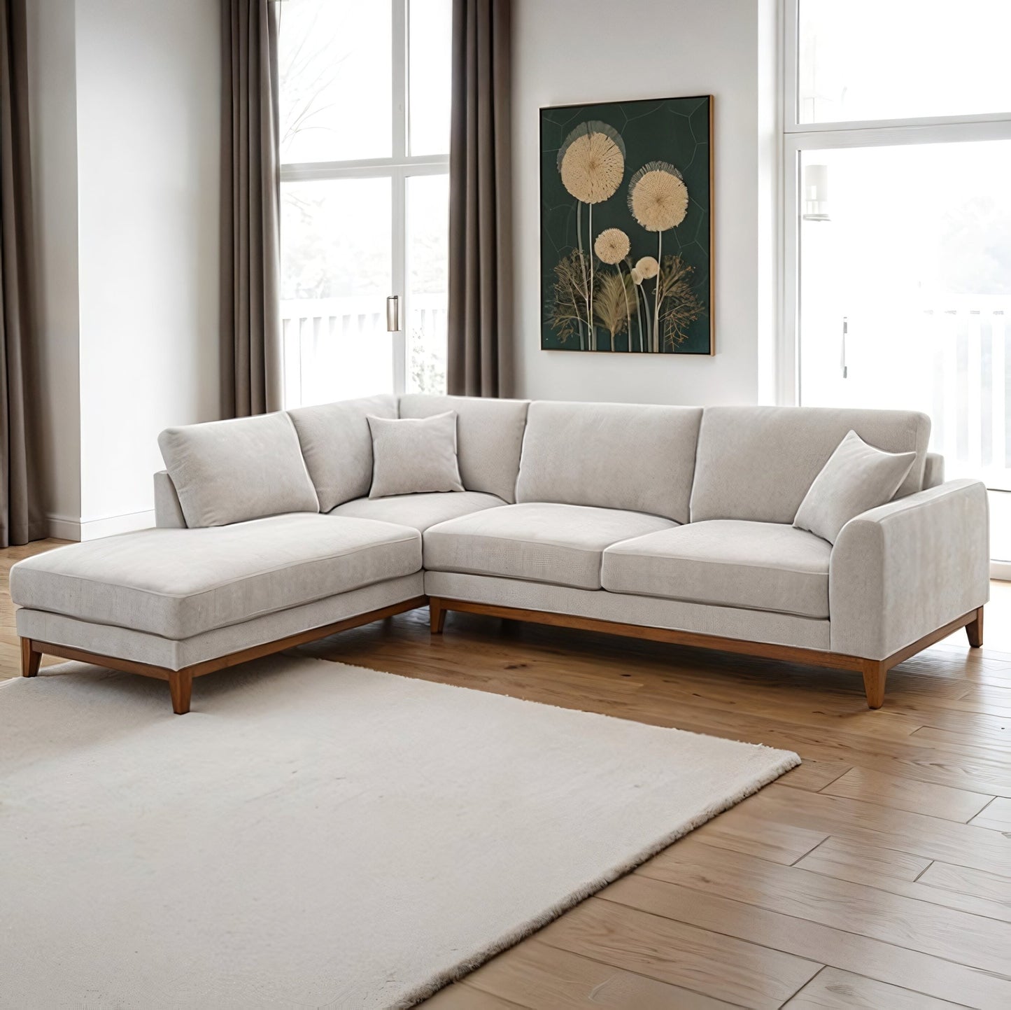 Arden Light Gray Chenille Sectional with Chaise - George's Furniture