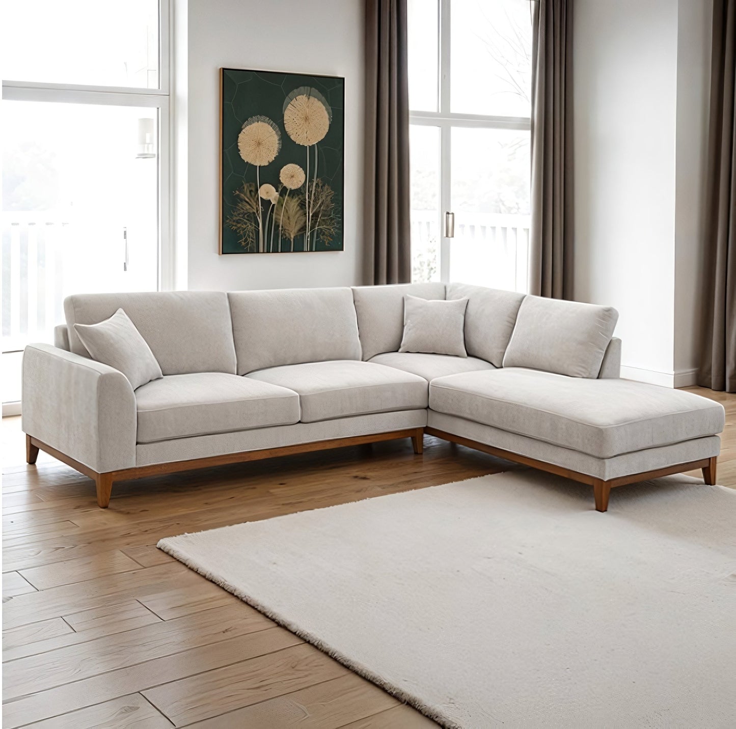 Arden Light Gray Chenille Sectional with Chaise - George's Furniture