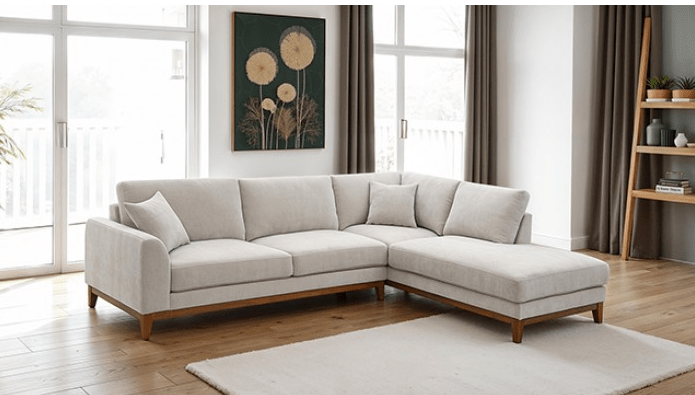 Arden Light Gray Chenille Sectional with Chaise - George's Furniture