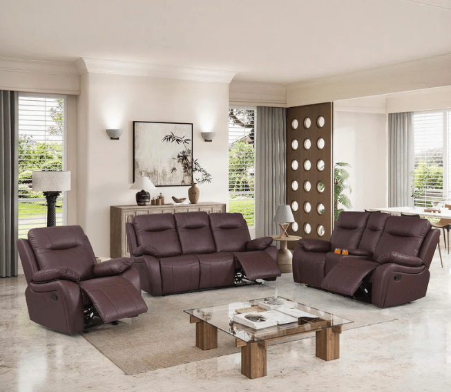 Austin Manual Reclining Living Room Set – Brown - George's Furniture