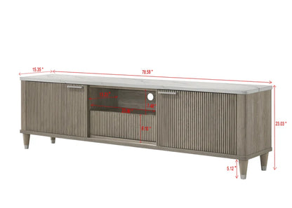 Soren Driftwood Fluted TV Console dimensions