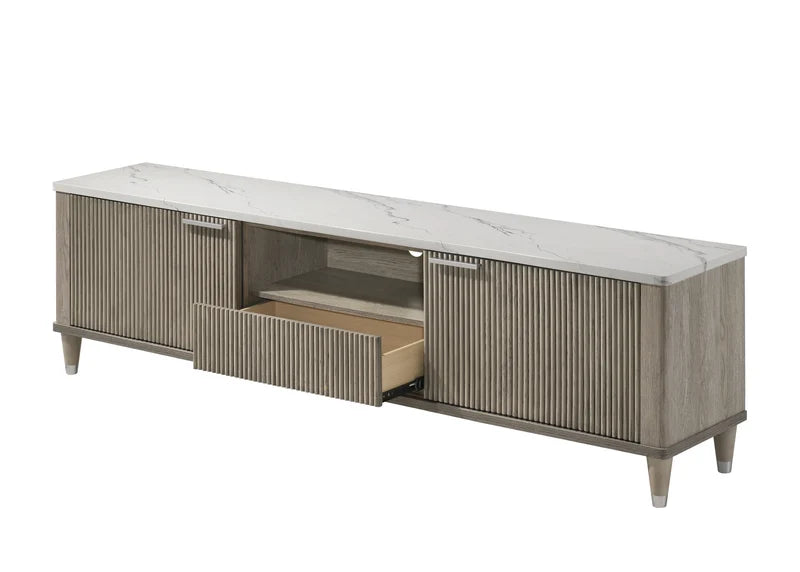 Soren TV Console with center storage drawer open