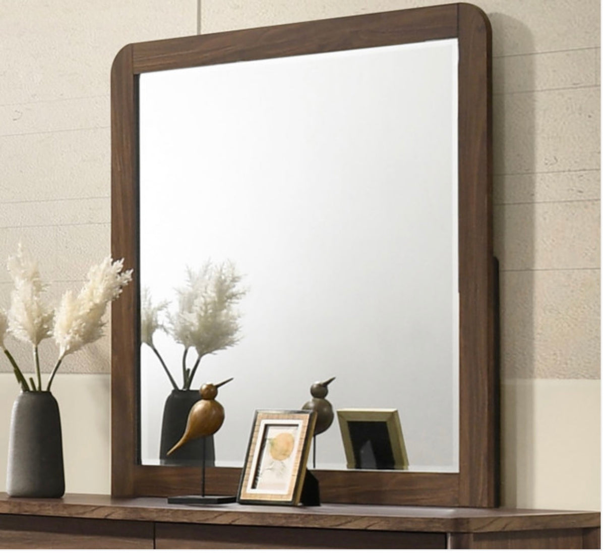 Caspian rectangular walnut framed dresser mirror