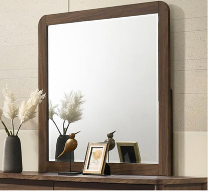 Caspian rectangular walnut framed dresser mirror