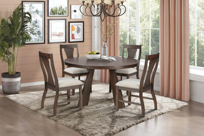 Chestnut Ridge 47 inch round 5 piece dining set with four upholstered chairs