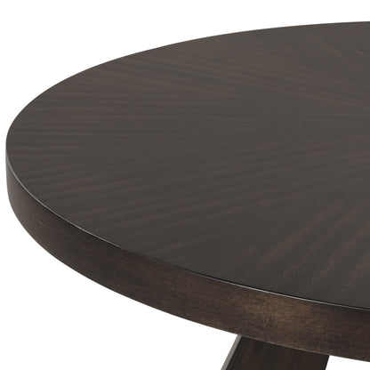 Chestnut Ridge round dining table dark brown finish detail