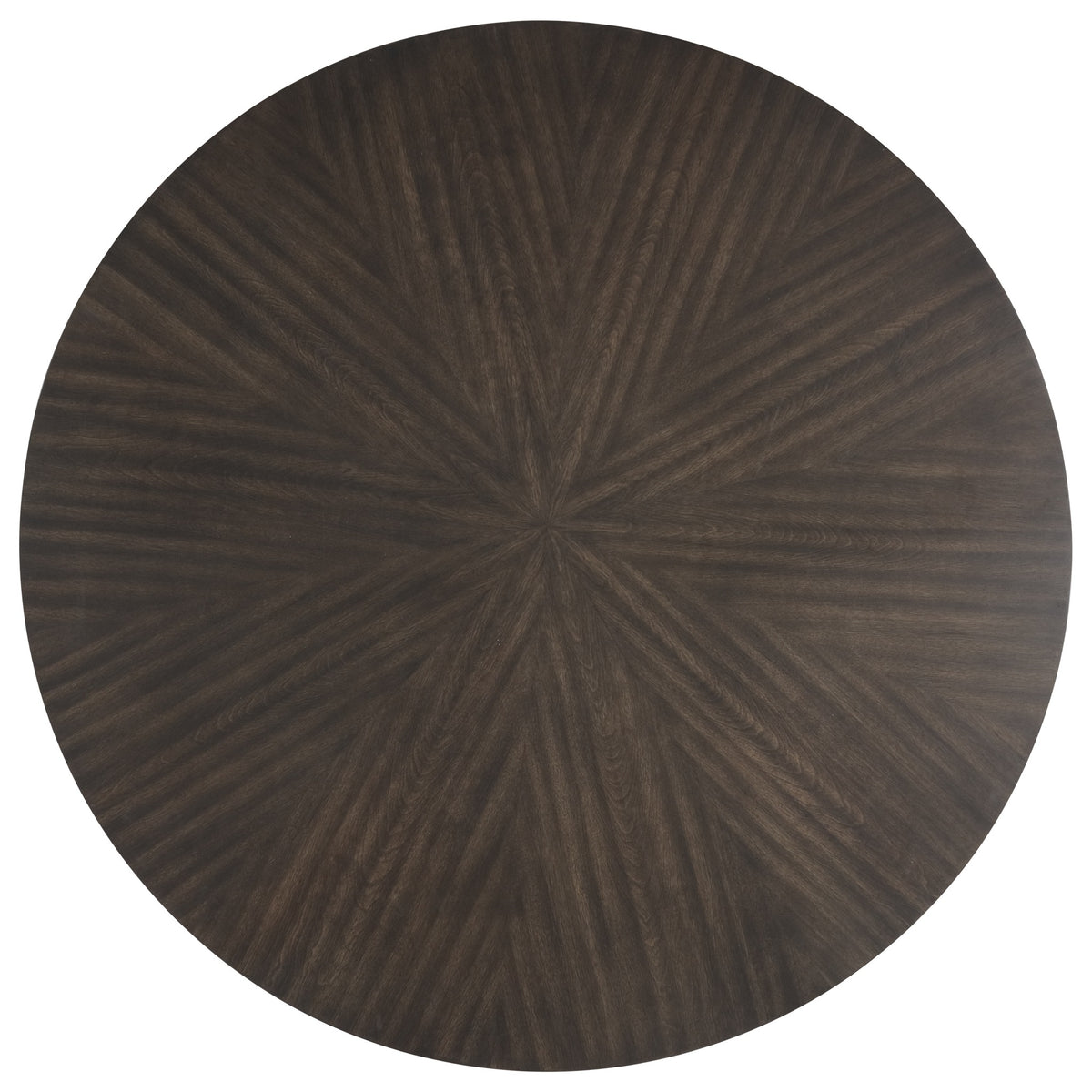 Chestnut Ridge round dining table dark brown wood grain top view