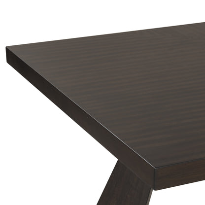 Chestnut Ridge dining table dark brown finish and tabletop detail
