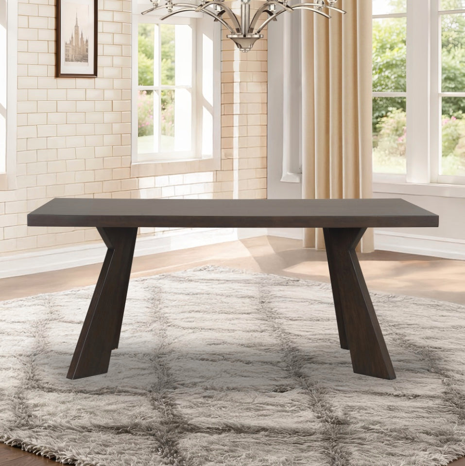 Chestnut Ridge 72 inch dark brown dining table in a bright dining room