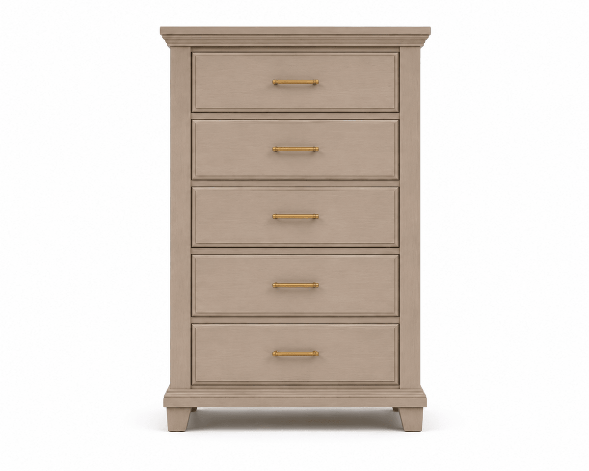 Dune five-drawer chest in warm neutral finish