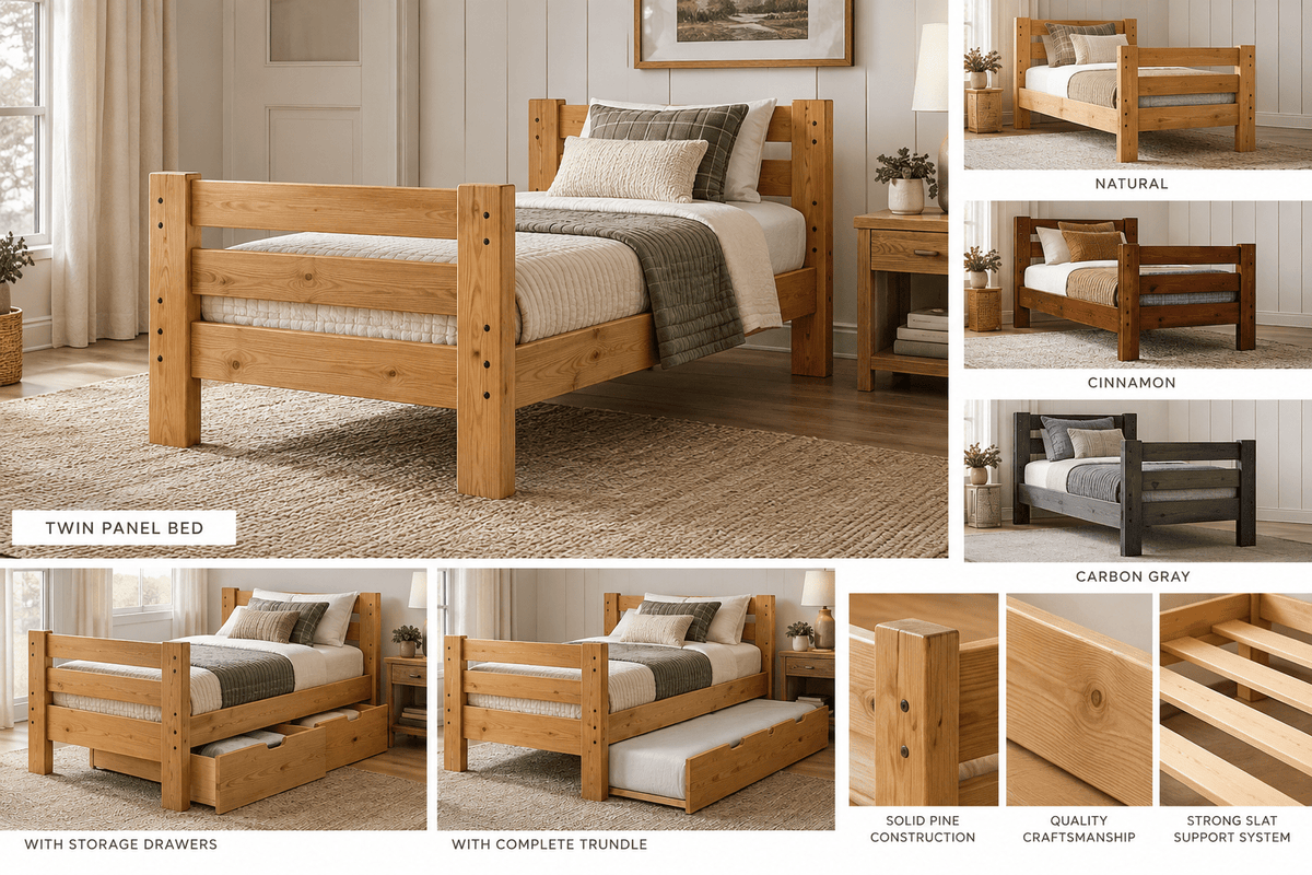 Durango Twin Solid Pine Panel Bed - George's Furniture