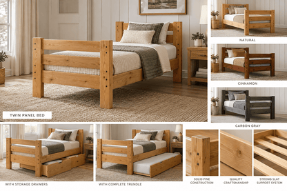 Durango Twin Solid Pine Panel Bed - George's Furniture