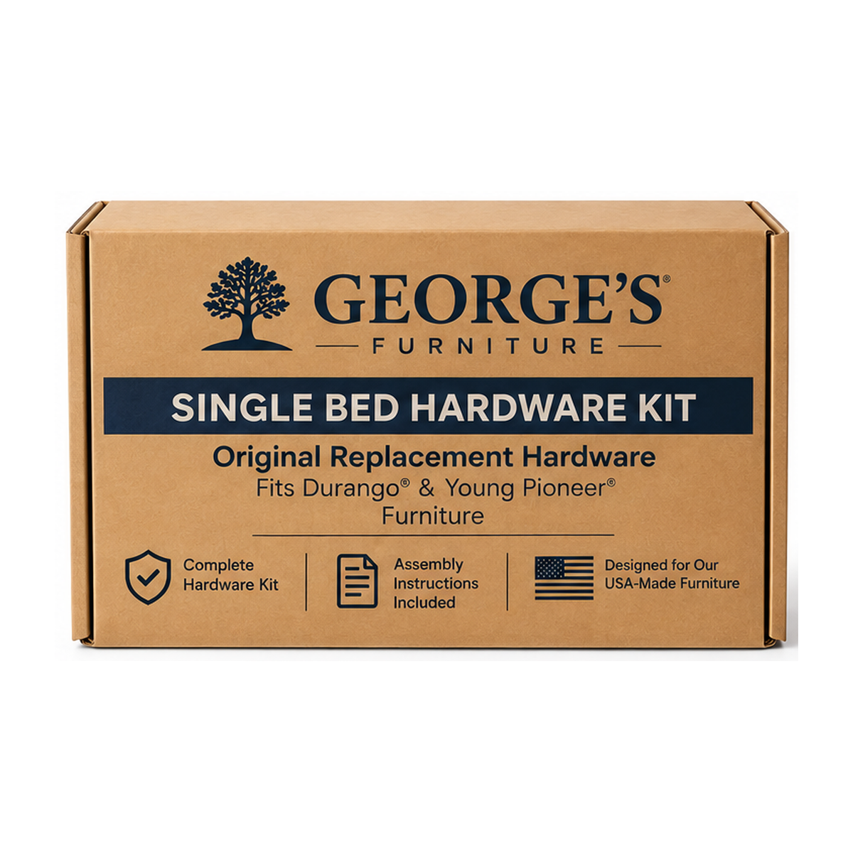 George's Furniture Single Bed Hardware Kit box for Durango and Young Pioneer beds
