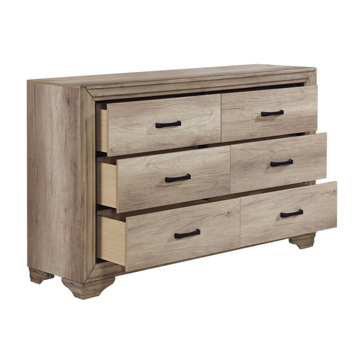 Havenwood six-drawer dresser shown with drawers partially open