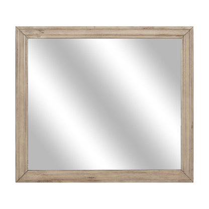 Havenwood matching rectangular dresser mirror with natural wood-look frame