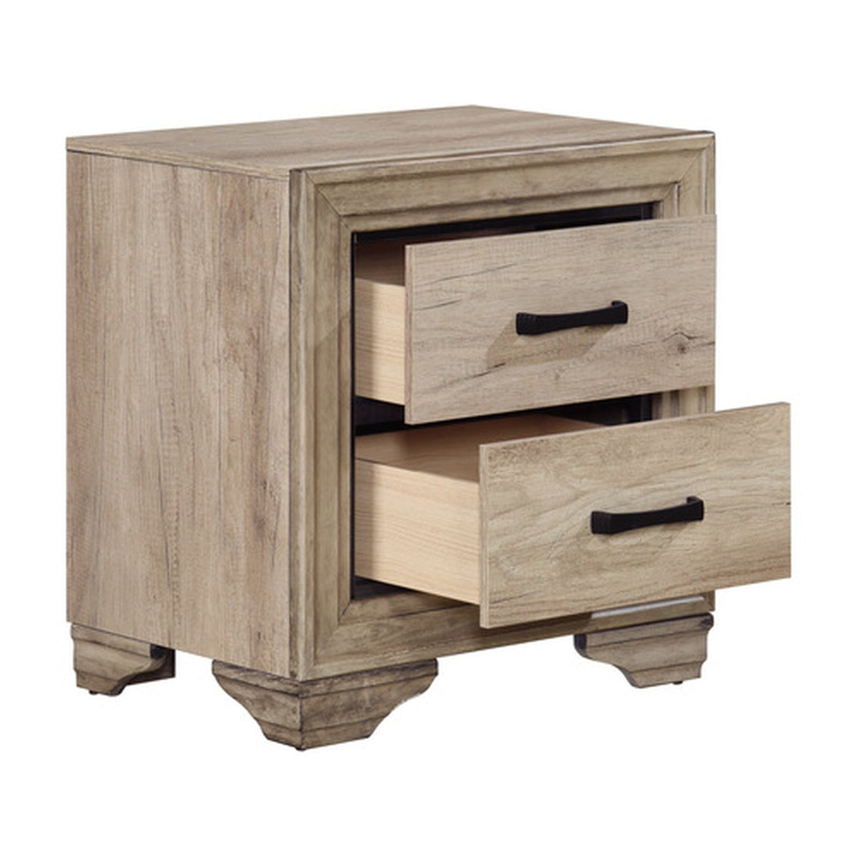 Havenwood two-drawer nightstand shown with drawers open