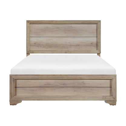 Havenwood queen panel bed front view showing framed headboard and footboard