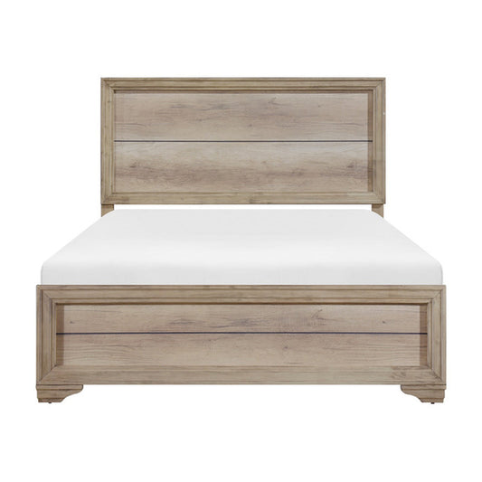 Havenwood queen panel bed front view with framed headboard and footboard