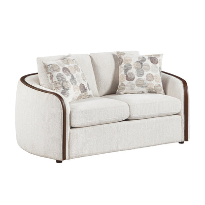 Loom beige chenille loveseat angled view