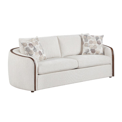 Loom beige chenille sofa angled view