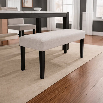 Luna Black & White 6 - Piece Dining Set with Bench – Marble Look Table & Upholstered Chairs - George's Furniture
