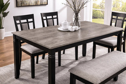 Madison Black & Walnut 6 - Piece Dining Set with Bench – Modern Wood Table & Upholstered Chairs - George's Furniture
