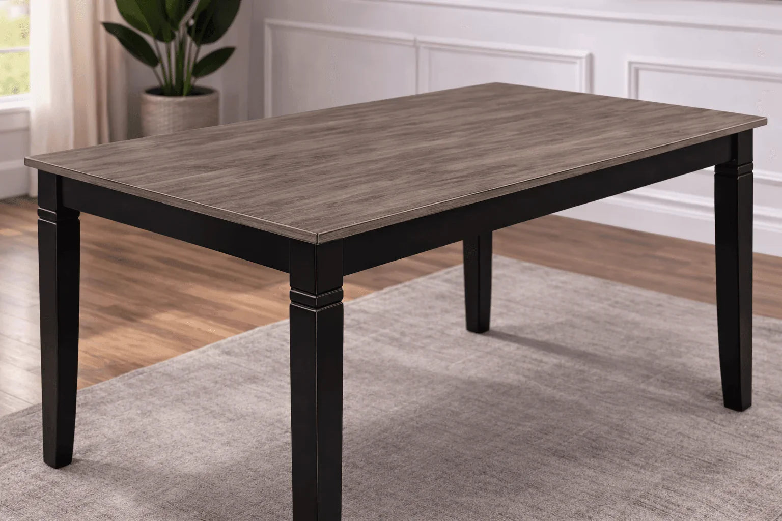 Madison Black & Walnut 6 - Piece Dining Set with Bench – Modern Wood Table & Upholstered Chairs - George's Furniture