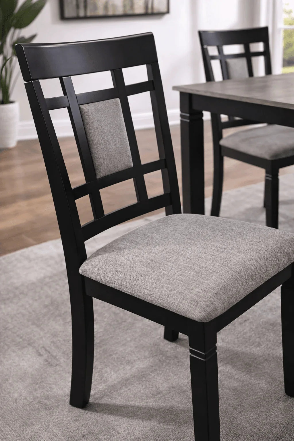 Madison Black & Walnut 6 - Piece Dining Set with Bench – Modern Wood Table & Upholstered Chairs - George's Furniture