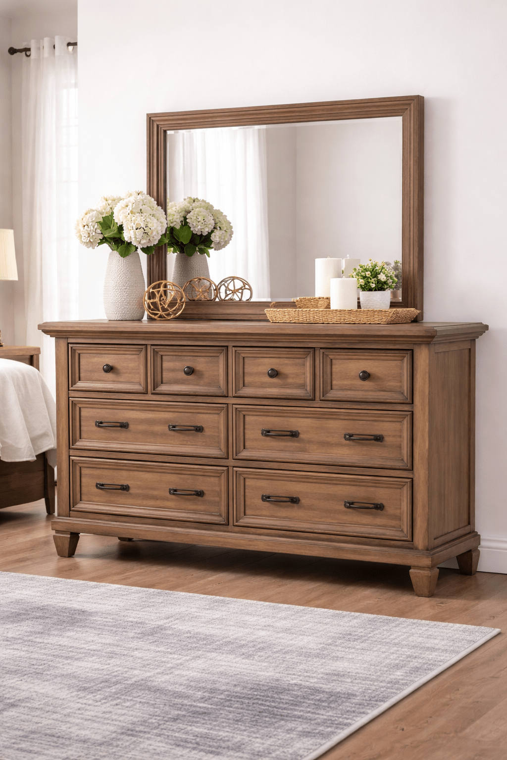 Marabella Mocha 9 Drawer Dresser with Mirror - George's Furniture
